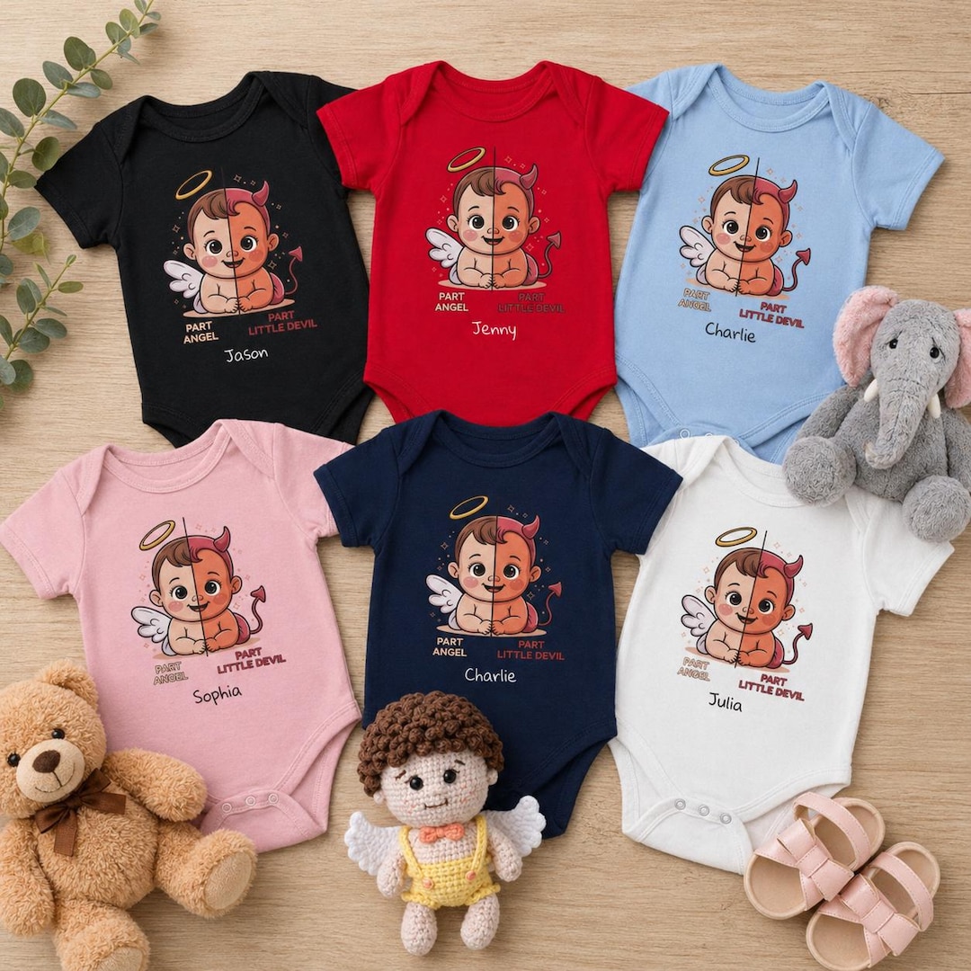 Part Angel Part Devil Baby Bodysuit Funny Personalized Infant Outfit - Etsy