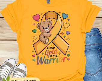 Childhood Cancer Awareness Shirt: Gold Ribbon Teddy Bear Tee