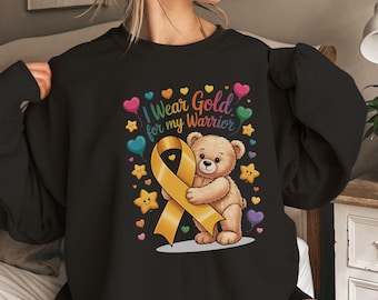 Childhood Cancer Awareness Shirt, Teddy Bear Gold Ribbon Tee