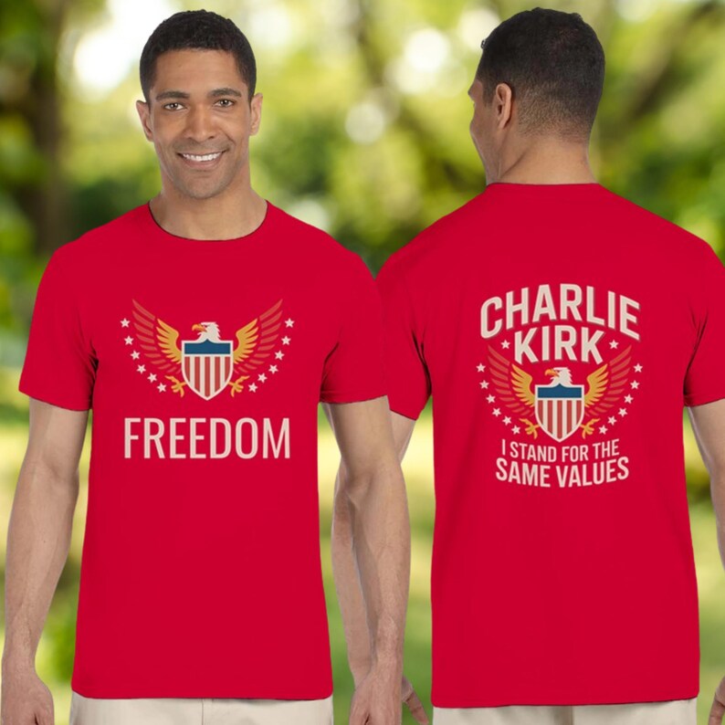 Freedom Eagle Graphic Tee | Patriotic American Values Shirt | USA Pride Unisex T-Shirt Classic Unisex Crewneck T-shirt | Gildan® 64000 - Red