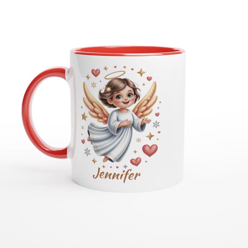 Taza de ángel personalizada con nombre Ceramic Red