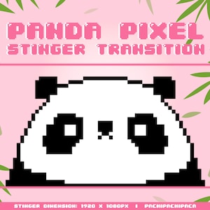 Panda 8bit Pixel Art Twitch Transiciones animadas de Stinger, Streaming Stinger para Streamers, Vtuber, Lindos gráficos Kawaii Pixel Art