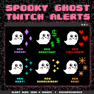 Boo Ghost Animated Twitch Alert + Sound, Spooky Halloween Notification Streams Alerts, Y2k Retrowave Pixel 8 Bit Twitch Alert Bundle