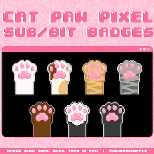 Crachá de sub/bit de pata de gato, emblema de panda kawaii fofo sub/bit, gráficos de streamer de bebida de bolha Twitch-VTuber
