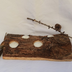 Candle holder oak wood, 4 candles, Advent season, Advent wreath, Christmas, tea light, handmade, sustainable, natural, bark, unique