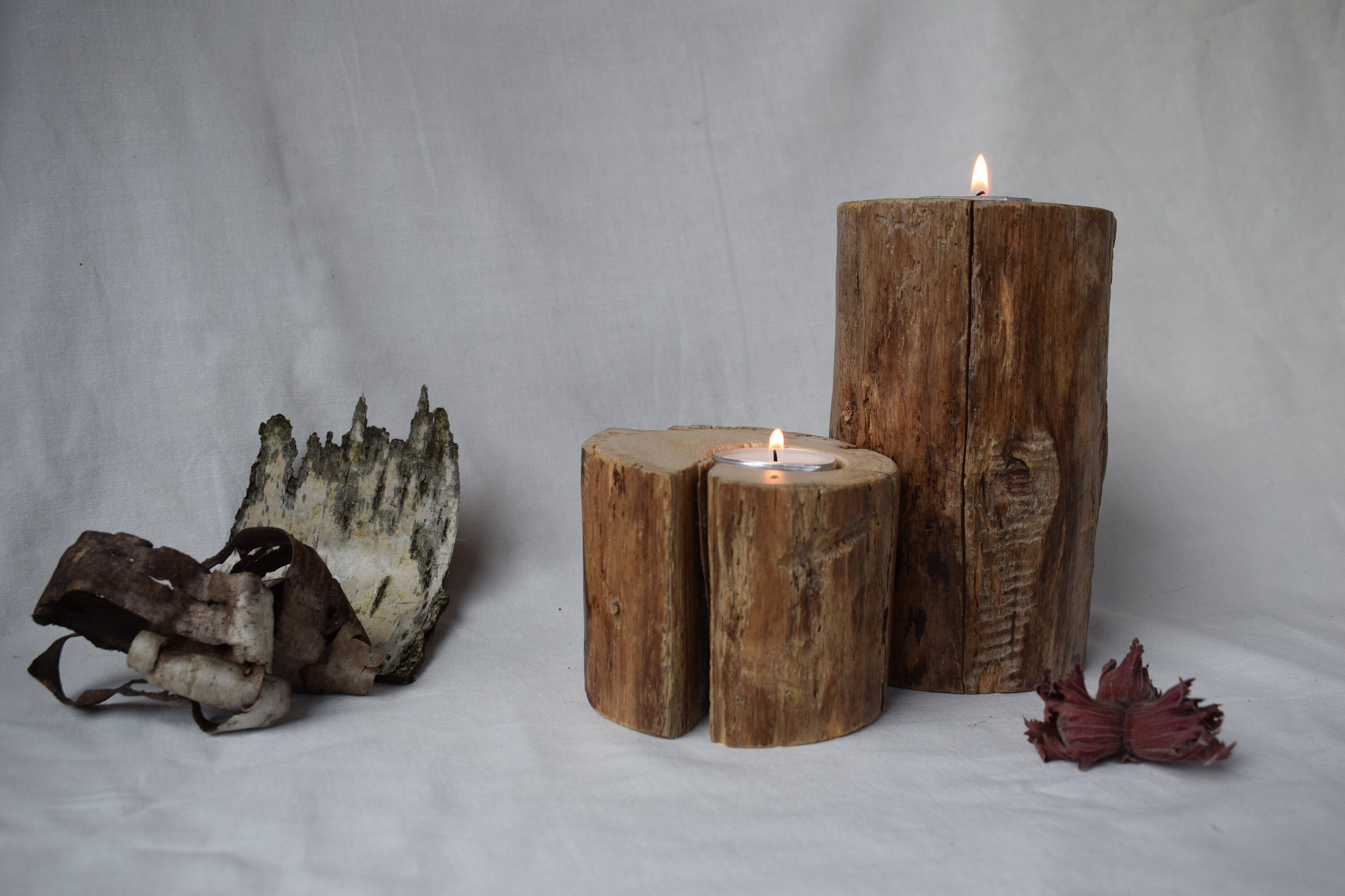 Home & Living natural sustainable wood SALE Birch wooden candle holders