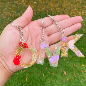 Flower Resin Letter Keychain