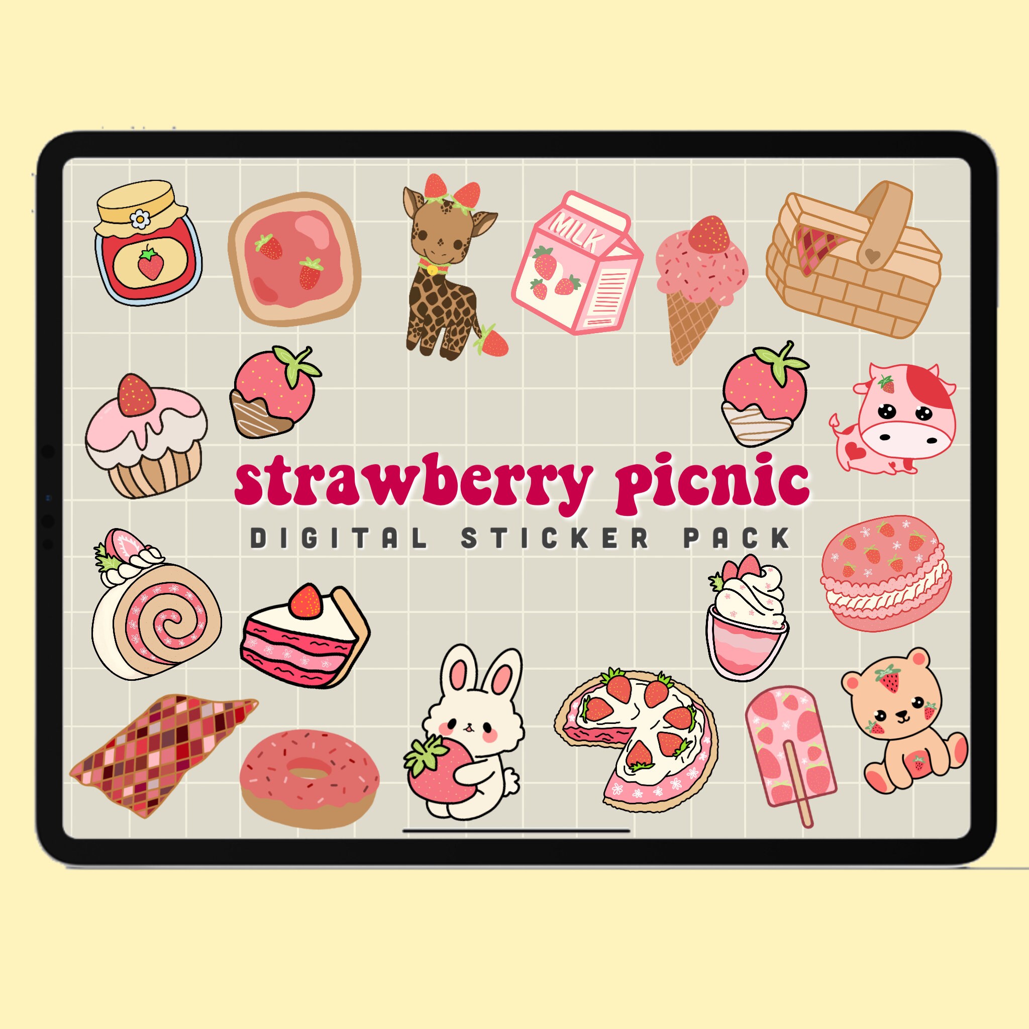 Strawberry Sticker Sheet Kawaii Stickers Cute Stationery Journal Stickers  Strawberry Stickers Cute Stickers Cute Sticker Sheet 