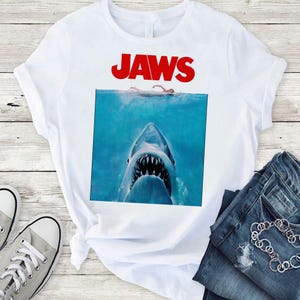 Jaws Fade Natural Adult T Shirt Hoodie