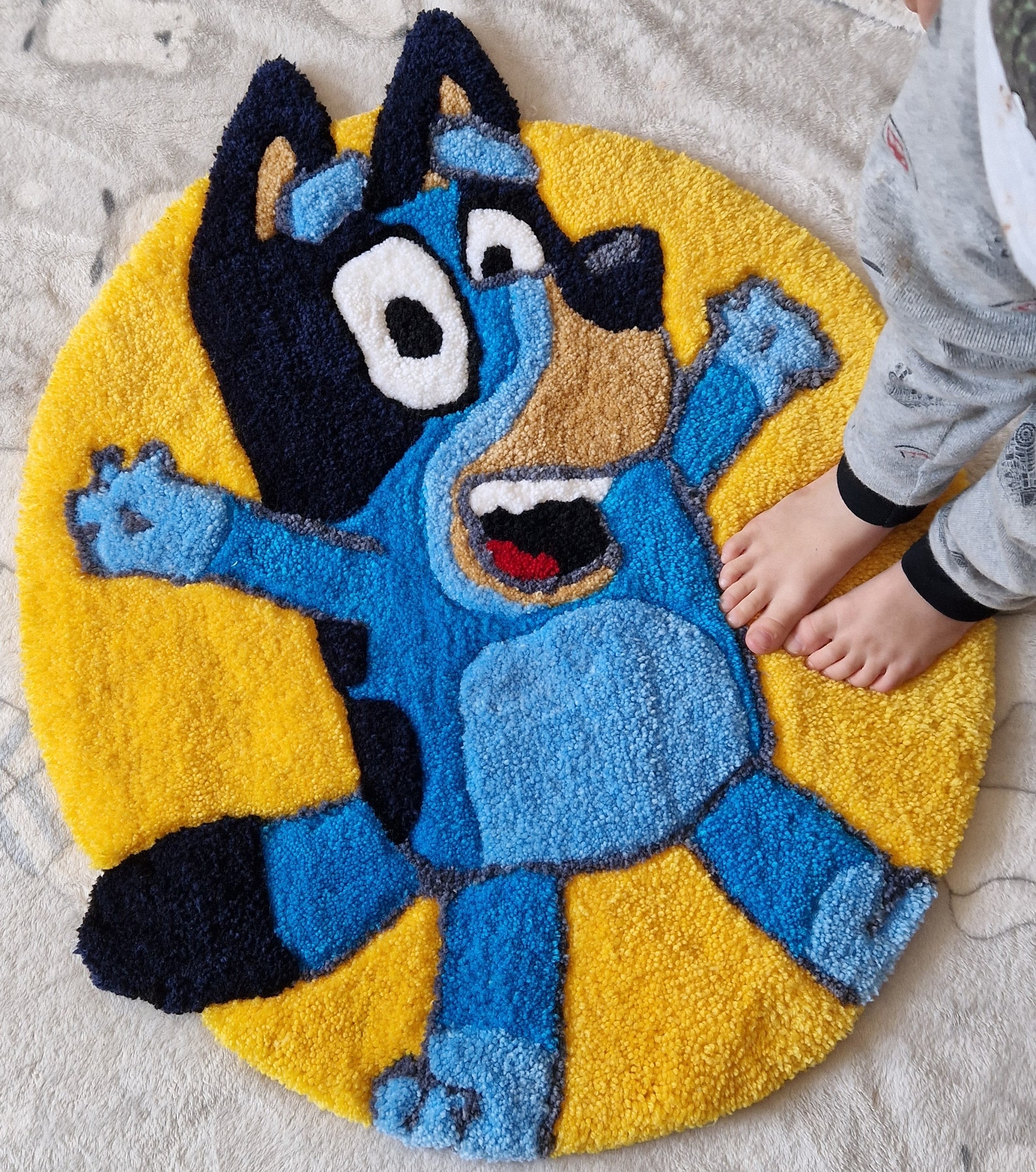 Handmade Bluey Tufted Floor Rug Etsy