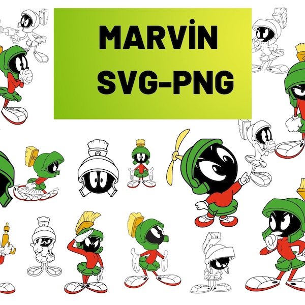 Marvin Svg, Marvin Svg Bundle, Marvin Png, Marvin Png Bundle, Svg, Png, Instand Download