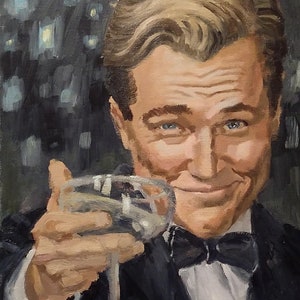 Original painting: Leonardo Dicaprio as Gatsby - Acrylics on canvas board, 12x16in (30x40cm), framing available