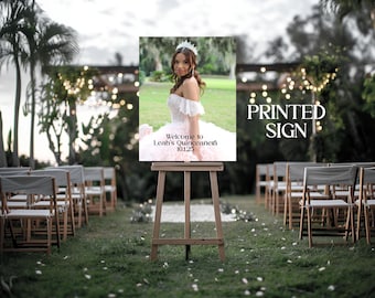 PRINTED Quinceañera Sign, Quinceañera Photo Welcome Sign With Custom Name, Quince decor, Bienvenidos a mis Quince, Sweet 16 Sign, Imprimida