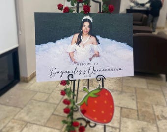 Quinceañera Sign, Quinceañera Photo Welcome Sign With Custom Name, Quince decor, Bienvenidos a mis Quince, Sweet 16 Sign