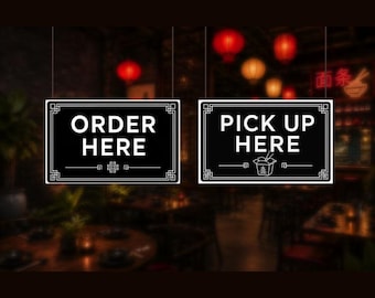 Restaurant Sign, Business Sign, Asian, Pick up Here Order Here Sign, Bar Sign, Food Truck, Concession Stand Sign