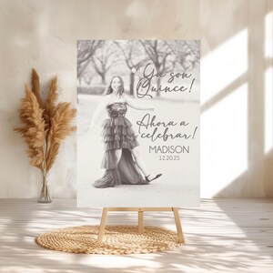 PRINTED Quinceañera Sign, Quinceañera Photo Welcome Sign With Custom Name, Quince decor, Bienvenidos a mis Quince, Sweet 16 Sign, Imprimida