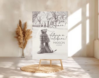 PRINTED Quinceañera Sign, Quinceañera Photo Welcome Sign With Custom Name, Quince decor, Bienvenidos a mis Quince, Sweet 16 Sign, Imprimida