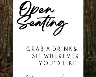 Open Seating Wedding Sign, Custom Wedding Sign, Beach Wedding Sign, Minimalist Wedding Decor