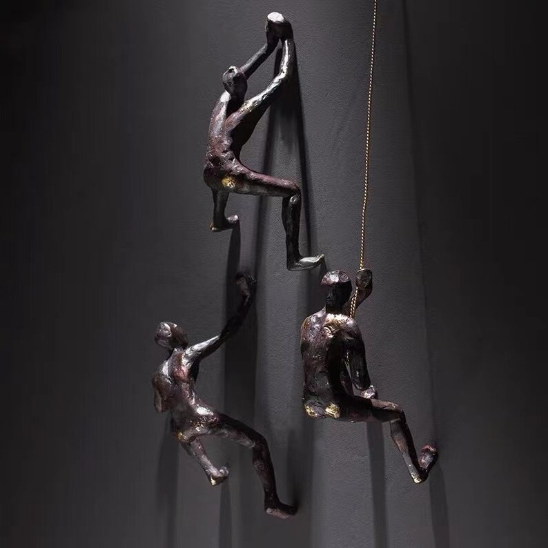 Climbing Man Wall Sculpture Climbing Adventurer Wall Decor Etsy