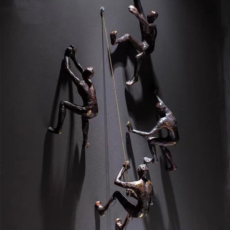 Climbing Man Wall Sculpture Climbing Adventurer Wall Decor Etsy