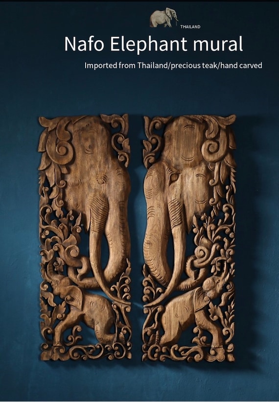 Thai Wood Carving Wall Hanging Living Room Porch Thai Etsy