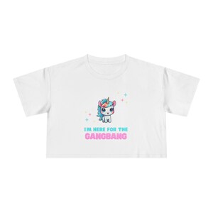 Whimsical Unicorn Women&#39;s Crop Tee - Fun Gift for Parties, Festivals, Pride Celebrations, Unique Casual Wear, Quirky Fashion