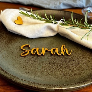 Tarjetas de mesa de boda personalizadas | Etiquetas de nombre de madera de abedul | Tarjetas de lugar para celebración de bautismo de cumpleaños.