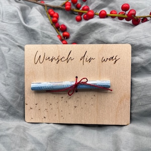 Biglietto regalo in legno "Esprimi un desiderio" Regalo di Natale biglietti di banconote compleanno biglietti di auguri battesimo cresima comunione cresima