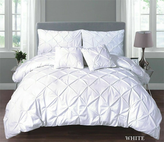 68-pick Hand Stitched Pin-tuck Duvet Cover Set With Pillowcase Pure Luxury  Bedding 