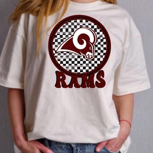 Owasso Ram Checkered Design School Mascot PNG Sublimation Digital Download File