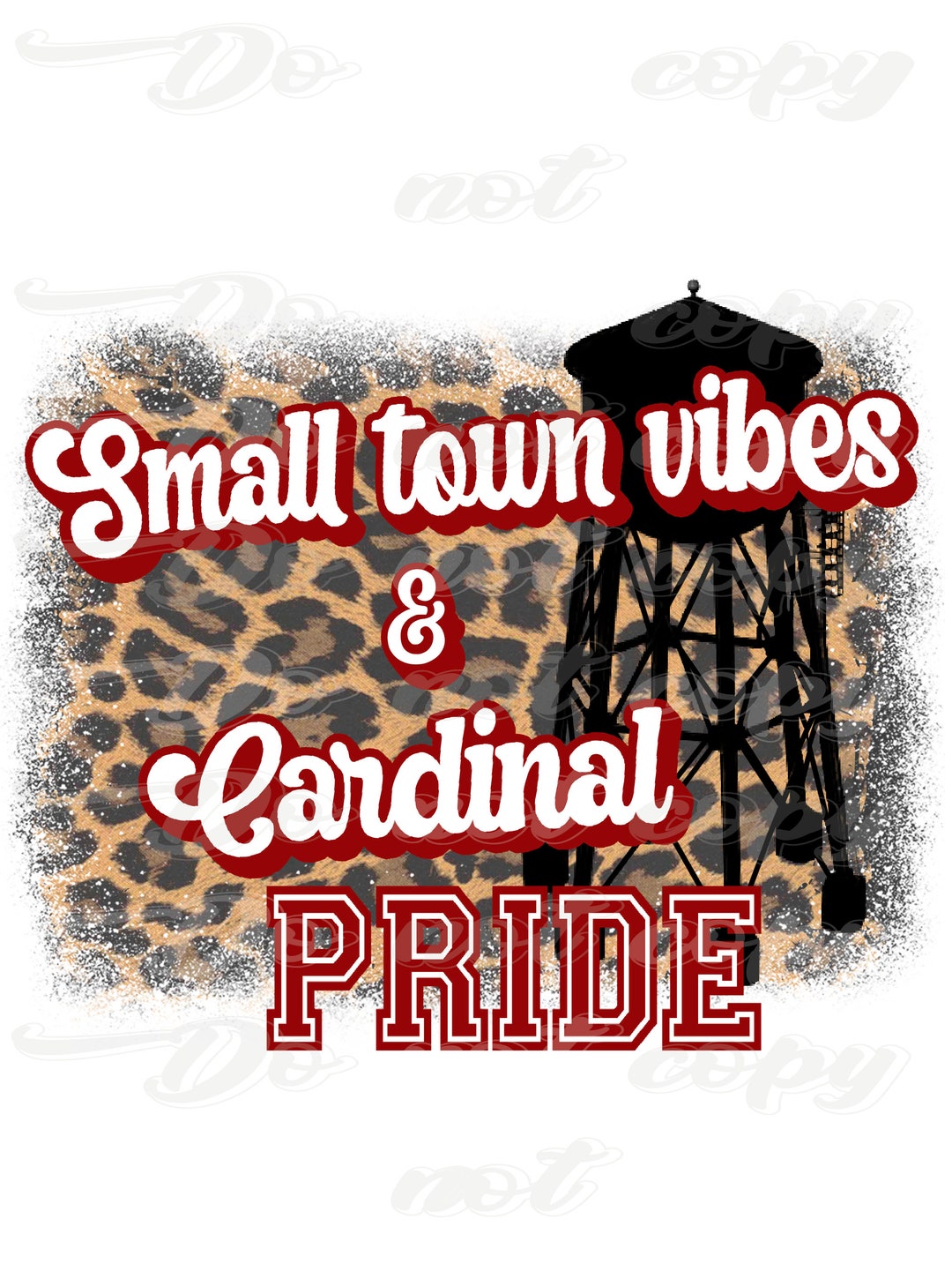 Small Town Vibes & Cardinal Pride Water Tower PNG Digital Download