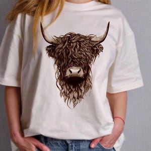 Western Brown Highland Cow Ranch PNG Digital Download Sublimation File