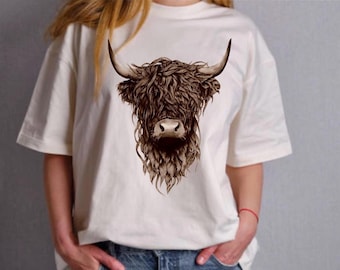 Western Brown Highland Cow Ranch PNG Digital Download Sublimation File