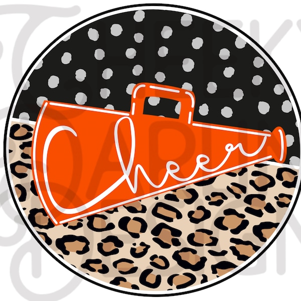 Orange Cheer Megaphone Leopard PNG Digital Download Sublimation File