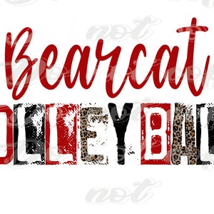 Archivo de descarga digital de sublimación PNG de voleibol rojo, negro y leopardo de Bearcat