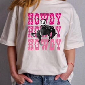 Howdy Western Cowboy Bronc Rider Pink PNG Digital Download Sublimation File