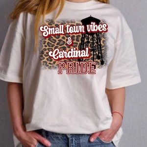 Small Town Vibes & Cardinal Pride Water Tower PNG Digital Download Sublimation File