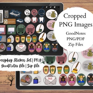 Digital Sticker Set| Digital Planner Sticker Sheet| Cropped PNG Digital Stickers | GoodNotes Stickers| iPad Planner|Digital Planners