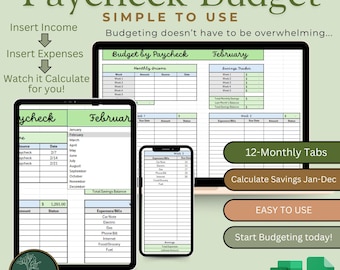 Lönecheck Budget Tracker – Veckovis finansiell kalkylblad (digital nedladdning)