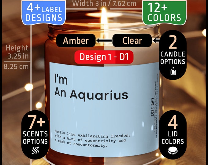 Funny Aquarius Candle, Aquarius Birthday Gift, Aquarius Star Sign Candle, BFF Gift, Zodiac Gift Candle, Essential Oil Soy Wax Candle, Zodiac