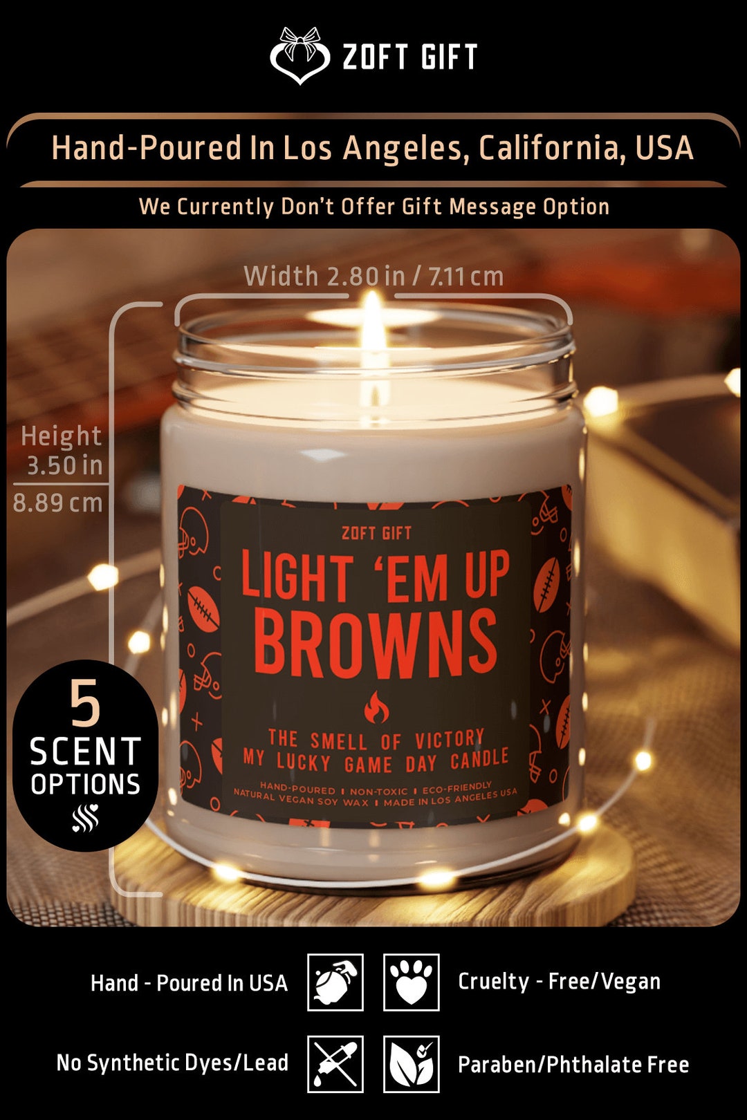Light Em up Browns Candle, Cleveland Browns Candle, Browns Win