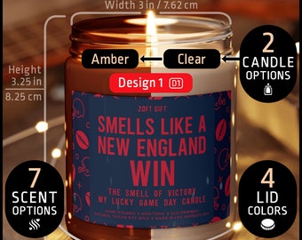 Smells Like A New England Win Candle, New England Patriots Gift, New England Dad Gift, New England Husband Gift, New England Gifts For Men