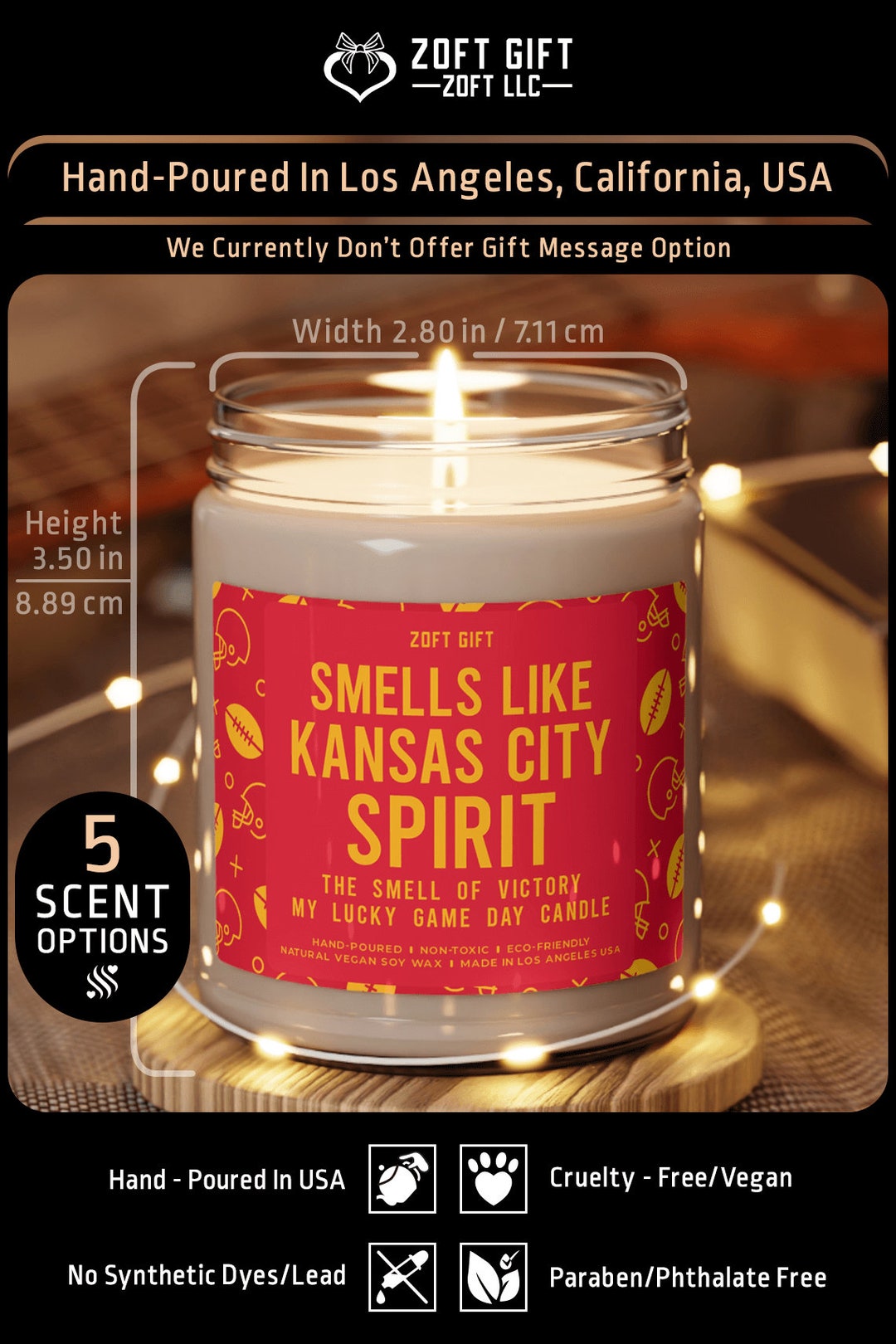Smells Like Kansas City Spirit Candle, Kansas City Win, Chiefs Win