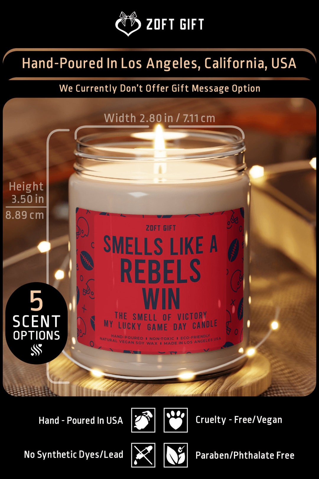 Smells Like A Rebels Win Candle, Unique Gift Idea, University of