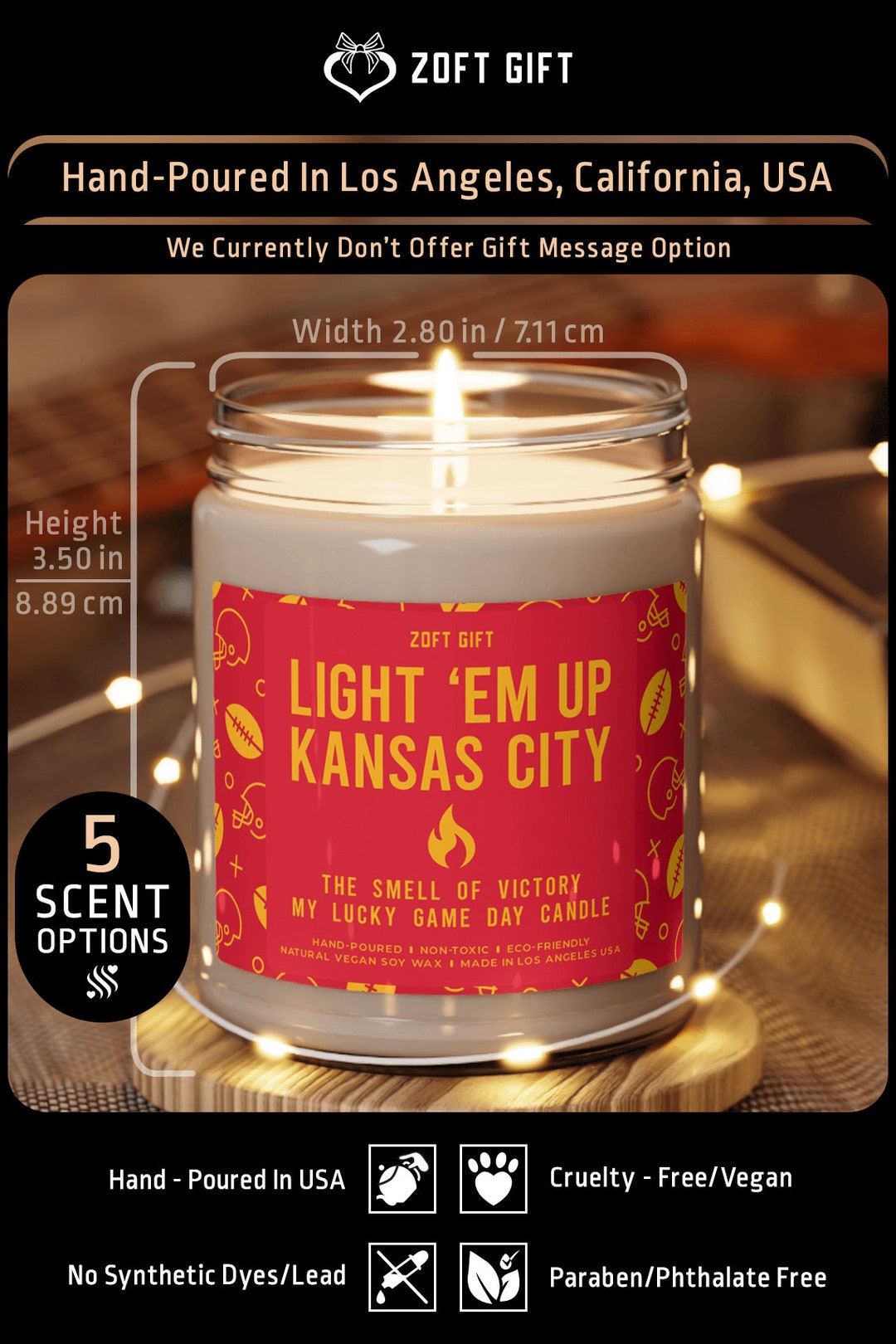 Light Em up Kansas City Candle, Kansas City Chiefs Gift Candle, Kansas