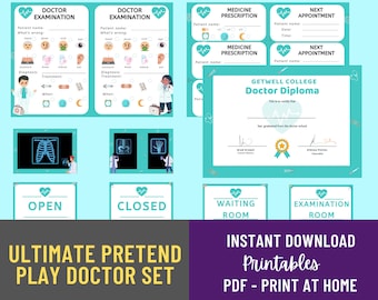 Ultimate Pretend Play Doctor Game Pack | Child activity Dramatic Play | Download and Print at home