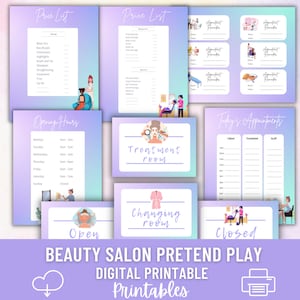 Pretend Play Beauty Salon Set | Beautician Hair Salon Dramatic Play Kit | Make up Massage Spa Game PDF Digital Printable Activities for kids