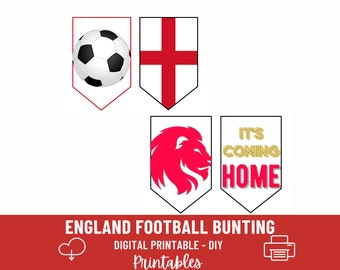 Printable England Football Supporter Bunting 2026 | Digital PDF Do it Yourself kit | Deco