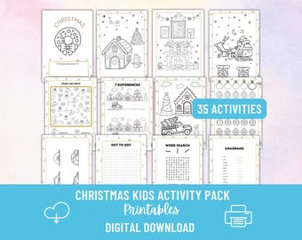 35 Christmas Games Set for kids | PDF Digital Printable Family Holidays Activity bundle | Instant Download | Digital print | Coloriage kit