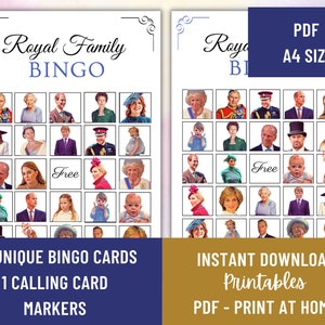 Royal Family Picture Bingo 20 Unique Cards | Fun Kids Activity &amp; Games ...